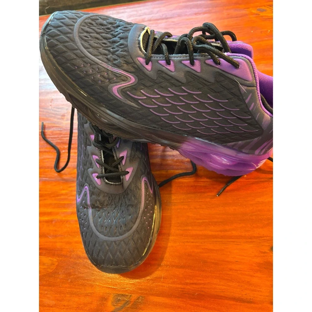 Qlusity Clotm Black and Purple Air Cushion Athletic Sneakers Trainers Size 40